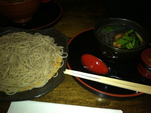 Cold soba with duck